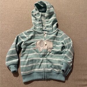 Carter's Teal Striped Hoodie with Elephant